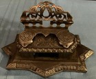 Antique Cast Iron Ornate Victorian Bradley   Hubbard Double Inkwell