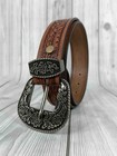 Genuine Leather Western Cowboy Belt Floral Tooled Engraved Vintage Style