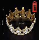 Gold Tone Metal Crown Tiara With Clear Rhinestone Crystal Bridal Headband