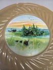 Vintage Tin Farmhouse Landscape Scene Flue Cover Stovepipe Hole Plate