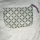 Green   White Geometric Makeup Bag Pouch With Zipper  Purple Zipper Pull