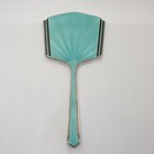 Sterling Silver Guilloche Blue Enamel Dressing Vanity Set J W Benson Ltd 1930