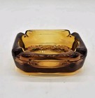 Vintage Ashtray Amber Glass Square Ash Tray 3 75  X 3 75 