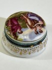 Antique Porcelain Hand Painted Signed Angelica Kauffman Trinket Pill Box Roan