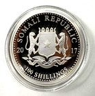 2017 Somalia Elephant High Relief 1 Oz Silver Proof In Box Mintage 1 000