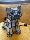 Tiffany Style Stained Glass Cat Lamp Bobble Head 8  Night Light Need New Wiring