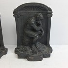 Vintage Cast Iron The Thinker Bookends Pair Rodin Art Deco Library Decor Heavy