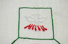 Vintage White Linen Baptism Christening Cloth With Red Cross Hand Made Religious