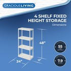 Gracious Living 4 Shelf Fixed Height Light Duty Storage Unit  White  2 Pack 