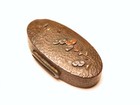 Japan Antique Edo Meiji Era Citrus Fuchi Kashira Shakudo Box Sword Katana 