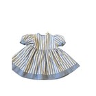 Vintage Kate Greenaway Dress Striped Toddler Cotton Blended Blue White Size 4t
