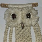 Vtg  1970 Macrame Owl Wall Art Hanging Boho Mid Century Jute Driftwood 22 Inches