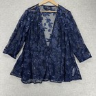 Alex Evenings Jacket Tank Set Womens 1x Blue Lace Sequin Floral 2 Piece Sheer