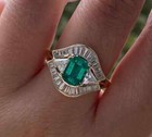 2ct Emerald Cut Natural Green Emerald Halo Wedding Ring 14k Yellow Gold Plated