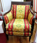 Fine And Rare Antique Duncan Phyfe Style  Gentlemens Curved Mahogany Armchair