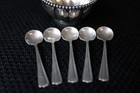 Rare George Shiebler Sterling Silver Salt Cellar With Five Spoons