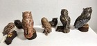 Vtg Group Of 7 Hand Carved painted Wooden Owl Figures-2-3  Tall