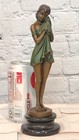 Bronze Crying Girl Sculpture Chiparus Style Special Patina Fine Art Statue