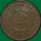 1864 Two Cent Piece Almost Uncirculated Au Coin  35149