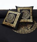 Black And Golden Vercase 8 Piece Duvet Cover Set Cotton Satin