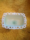  Vintage Pale Mint Green Satin Glass Candy Dish  Antique Ornate Edge Sea Green