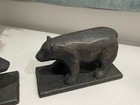Vintage Cast Iron Bronze Walking Bear Bookends Set Heavy Book Ends Vtg Decor