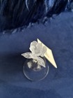 Bailos Mouth-blown Clear Glass Floral Bell White Flower Topper-w tag Nos