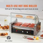 Electric 18 Hot Dog 7 Roller Grill Cooker Machine Backsplash   Shelf 1050w