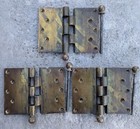 Heavy 6 x5  Antique Vintage Old Solid Brass Exterior Entry Door Hinges Ball Tip