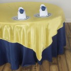 Yellow 60x60  Satin Square Table Overlay Wedding Party Catering Supply Sale