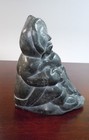 Inuit Stone Carving Of Eskimo With Dog