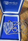 Vintage Waterford Crystal Heart Pendant Necklace 26  Sterling Snake Chain O b