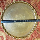 Vintage 20    Round Brass Tray  Wall Hanging  Etched  Scalloped  Made In India