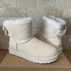 Ugg Mini Bailey Suede Bow Cream Sheepskin Ankle Boots Women s Size Us 9