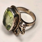 Vintage Southwest Faceted Peridot Ring Sterling Silver 925 - Size 7 25 - Floral