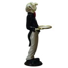 3 Ft Snobby Butler Or Waiter Statue With Gold Leaf Serving Tray And Tuxedo