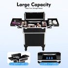 Professional Travel Makeup Case Beauty Train Case Rolling Cosmetic Organizer