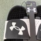 New Under Armour Ignite Pro Black white  Logo Adjustable Men Slide Sandals Sz 13