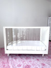 Pottery Barn Sloan Acrylic Crib Simply White   Nook Mattress     Barely Used