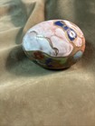 Hand Decorated 1989 Terra-cotta Egg With Bunny Rabbit And Flowers