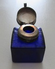 Vintage Cobalt Blue Glass Hinged Lid Inkwell