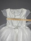 Bonnie Jean Girls White Organza Satin Ruffle Formal Flower Girl Dress - Size 8