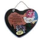 Joan Baker Designs Heart Suncatcher Vintage Stained Glass Hand Painted Flower