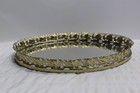 Vintage Oval Mirror Vanity Tray Perfume Brass Or Gold Tone Filigree 13  X 9 5 