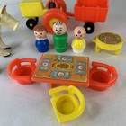 Vintage Fisher Price Family Farm Lot Of 16 Little People Tractor Animals Table