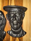 2 Vintage Black Irish Turf Characters Wall Hangings Of Aran Owen And Woman