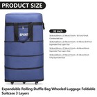 32 expandable Rolling Wheeled Duffle Bag 3-layer Luggage Travel Spinner Suitcase