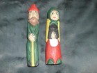 Vintage Pair Hand Carved   Painted Man Woman Peasant Couple   East European 