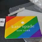 New Kate Spade Large Zip Pouch Wristlet  Pride Collection Rainbow Stripe  White