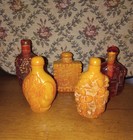 Set Of 5 Vintage Carved Chinese Resin Snuff Bottles